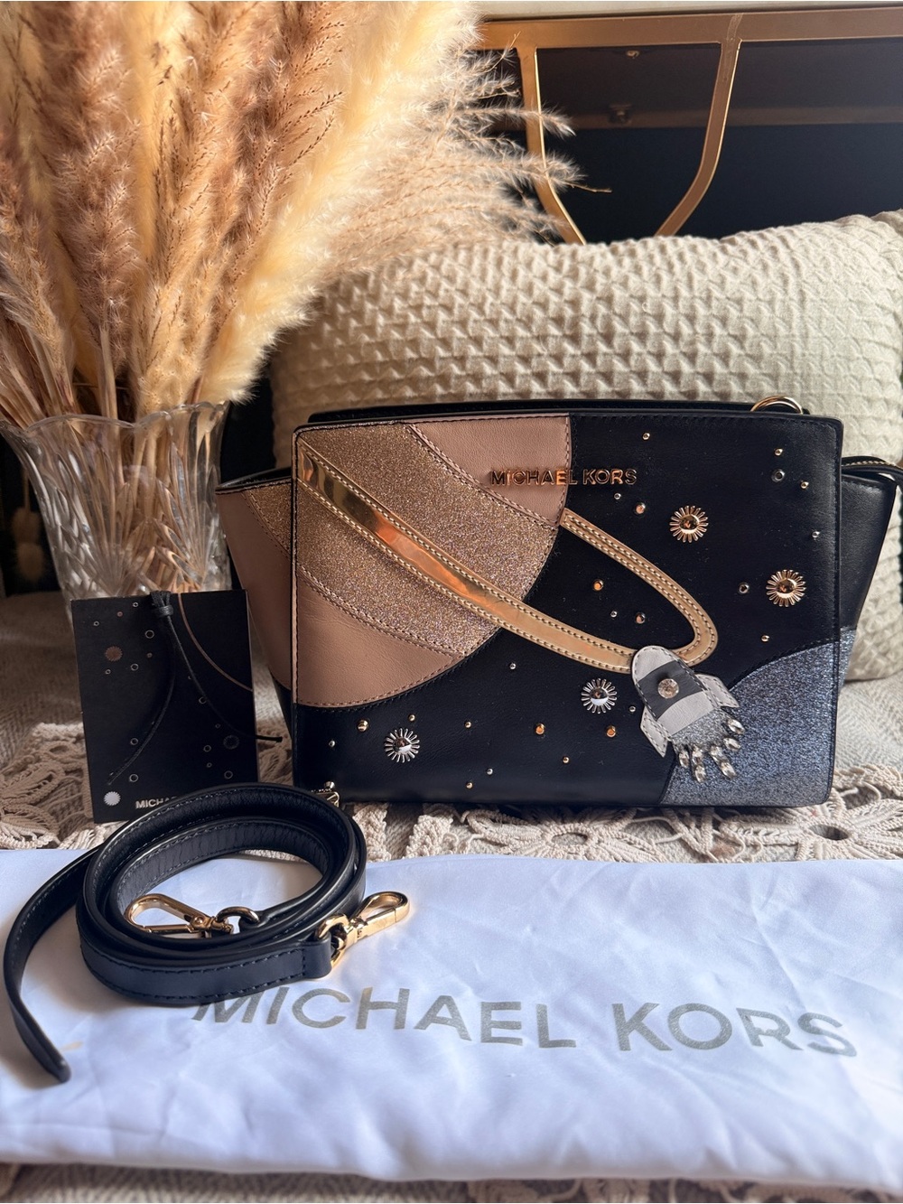 Michael Kors Studio Black and Gold Rocket Bag Limited Edition